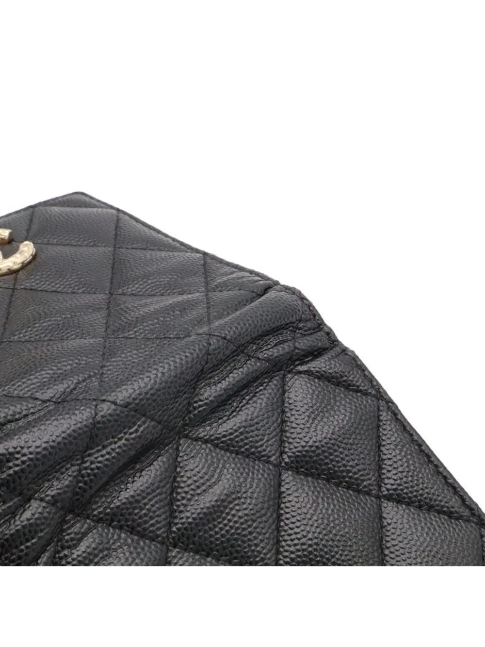 Chanel Metiers D'art Collection Quilted CC Logo Compact Wallet Bifold Caviar